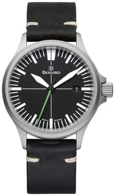 Damasko Ds30 verde três ponteiros automático (39 mm) mostrador preto / pulseira de couro preta vintage DS30 GREEN VINTAGE BLACK LEATHER