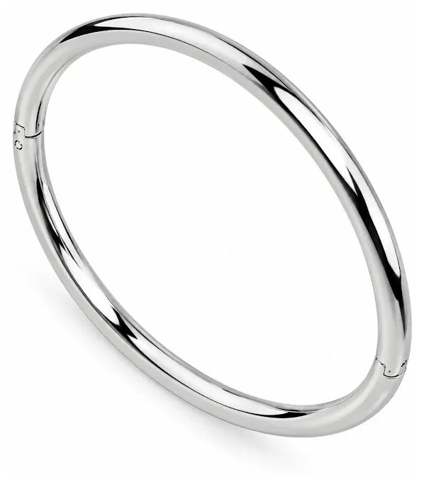 D.LOUISE Classic Oval Bangle Silver Tone 4mm Small/Medium Jewellery