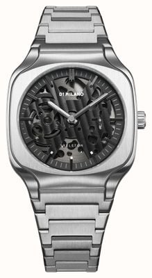 D1 Milano スクエアグレーデプス（37mm）ブラックスケルトンダイヤル/ステンレススチールブレスレット SLBJ01