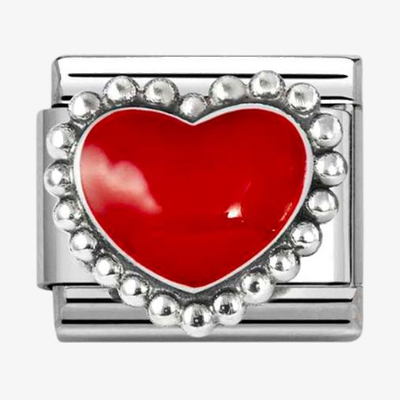 Nomination Classic Beaded Red Heart Sterling Silver Charm 330204/39