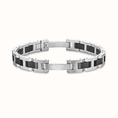 Herbelin Cap Camarat Bracelet - Brushed Stainless Steel And Black Sandblasted Ceramic - 10mm (Adjustable) BCC10ABCN