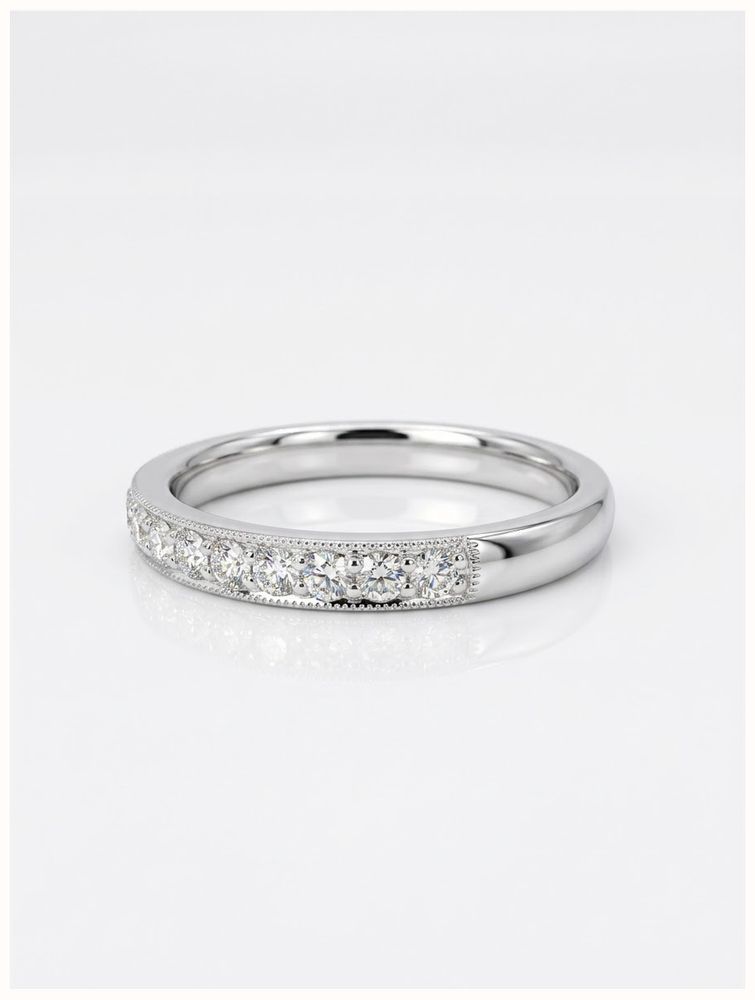 0.33ct Round Brilliant Natural Diamond Platinum Half Eternity Ring HET100073 - alternative Ansicht 2