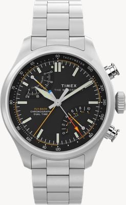 Timex Waterbury Ace Fly-Back Chronograph (43mm) Black Dial / Stainless Steel Bracelet TW2Y70200