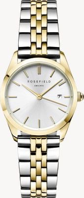 Rosefield Ace XS (29 mm) silbernes Zifferblatt / zweifarbiges Edelstahlarmband ASDSSG-A16