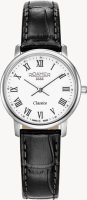 Roamer Classico Ladies Quartz (30mm) White Dial / Black Leather Strap 971857 41 25 05