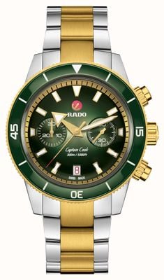 RADO Captain Cook chronograaf automatisch (43 mm) groene wijzerplaat / roestvrijstalen band + 2 extra bandjes R32151318
