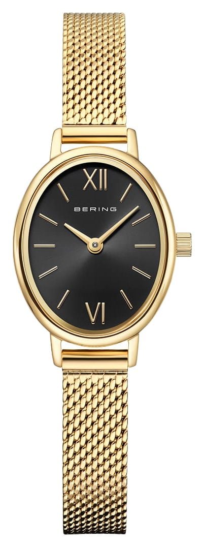 Bering quartz ovale classique (20mm) cadran noir montre