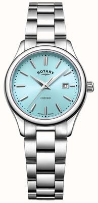 Rotary Relógio de pulseira de aço inoxidável com mostrador azul oxford feminino LB05092/77
