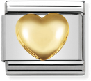 Nomination Classic Raised Heart 18ct Gold & Steel Charm 030116/01