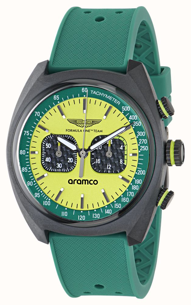 Aston Martin Aramco Formula One™ Team DWF Quartz Chronograph (43mm) Yellow Dial / Podium Green Silicone Strap MTFD2F603 - alternatieve weergave 2