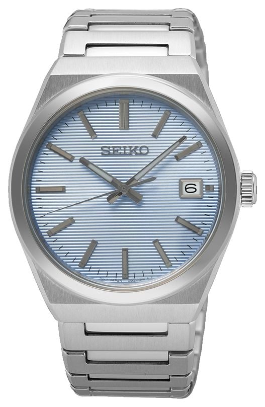 Seiko Essential time (38,9 mm) cadran bleu ciel / bracelet montre