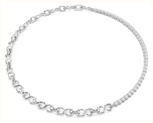 Swarovski Matrix necklace, S-shape, Round cut, White, Rhodium plated 5747732