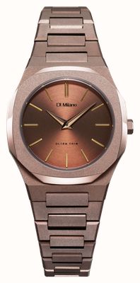 D1 Milano Ultra Thin Chocolush (30mm) Brown Sunray Dial / Brown PVD Stainless Steel Bracelet UTBL38