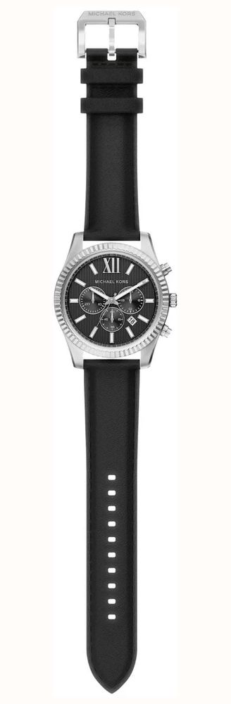 Michael Kors Men's Lexington Chronograph Black Leather Stainless Steel Dial MK9297 - 备用视图 5