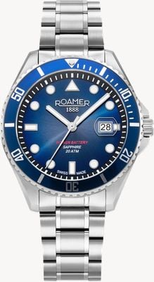 Roamer Pro Diver 200 Power-Batterie (43 mm) blaues Zifferblatt / Edelstahlarmband 969845 41 45 20
