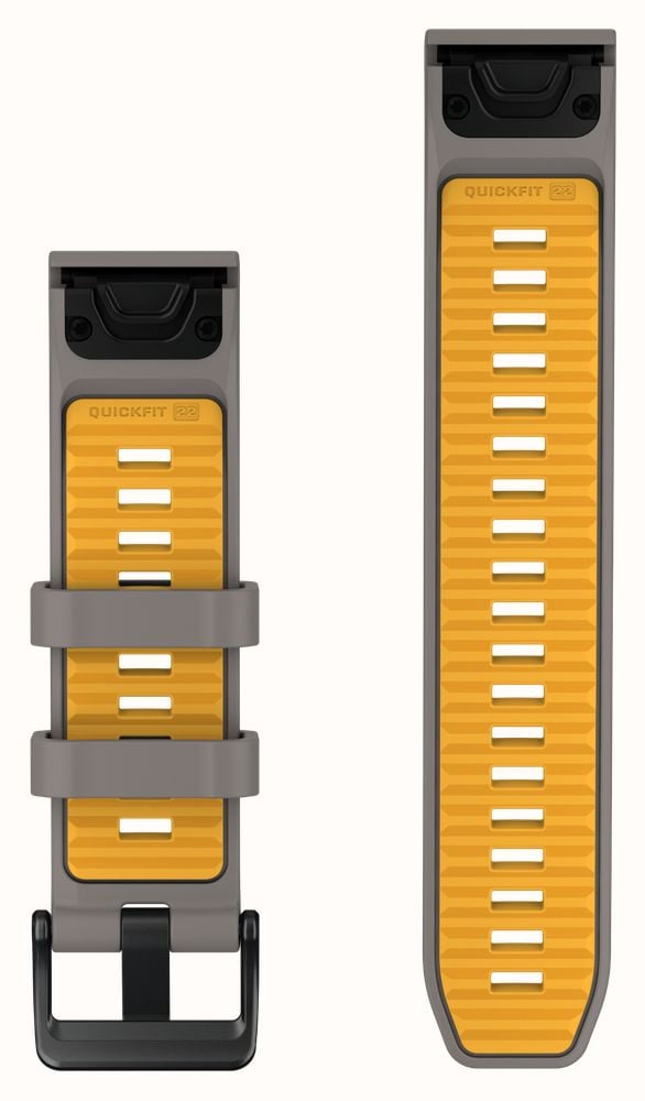 Garmin QuickFit Bands (22mm) Silver Grey/Yellow Flare Silicone with Black Hardware - Strap Only 010-14507-02 - alternate view 2