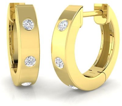 9ct Yellow Gold 0.11ct Diamond Huggie Hoops SE6363