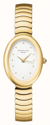 Rosefield Ovale (22mm) White Dial / Gold-Plated Stainless Steel Bracelet OVWGSG-OV19
