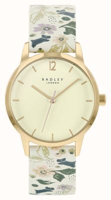 Radley Bracelet femme en cuir fleuri blanc | cadran champagne RY21232A