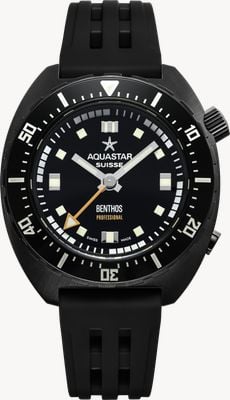 Aquastar Benthos Professional Automatic (42mm) Black Dial / Black ISOfrane Rubber Strap BENTHOS-PRO PVD