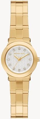 Michael Kors Montre Billie Crystal (26 mm), cadran blanc / bracelet en acier inoxydable plaqué or MK7567