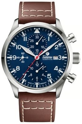 Tutima Glashütte Flieger Legacy T5 Automatic Chronograph (41mm) Blue Dial / Brown Horween Leather Strap 6405-03