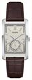 Guess Hugh White Sunray Dial Brown Leather Strap GW1152G1