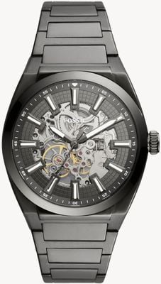 Fossil Everett pour hommes | cadran transparent | bracelet en acier inoxydable gris ME3206