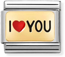 Nomination Classic PLATES Steel Enamel And 18k Gold I HEART You Charm 030284/52