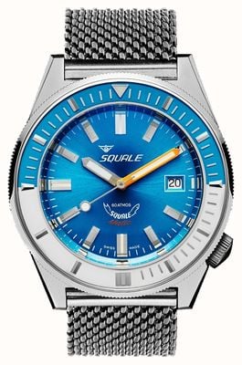 Squale Mostrador Matic azul claro (44 mm) azul claro sunray / pulseira de malha de aço inoxidável MATICXSE.ME22