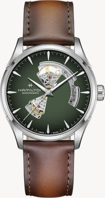 Hamilton Jazzmaster Open Heart Automatic (42mm) Rich Green Dial / Brown Leather Strap H32705560