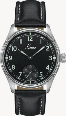 Laco Bremerhaven Small-Seconds Handwinding (42.5mm) Black Dial / Black Leather Strap 862105.2