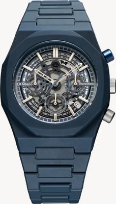 D1 Milano Polychrono Model B (40.5mm) Skeleton Dial / Blue Polycarbonate Strap PHBJ12