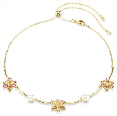 Swarovski Idyllia Necklace, Crystal Pearl, Mixed Cuts, Flower, Multico 5732388