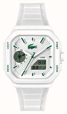 Lacoste Lc33 multifunzione quadrato (35 mm) quadrante bianco / cinturino in silicone bianco 2011506