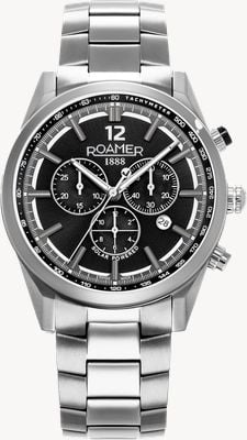 Roamer Helios Power Titanium Solar (43mm) zwarte wijzerplaat / titanium band 973981 44 85 20