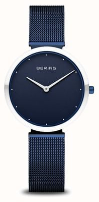 Bering Clássico | mostrador azul | pulseira azul milanesa | Caixa de aço inoxidável 18132-397