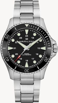 Hamilton Khaki Navy Scuba automatisch (43mm) zwarte wijzerplaat / roestvrijstalen armband horloge H82515130