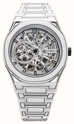 D1 Milano Skeleton white sketch (40,5 mm) witte skelet wijzerplaat / witte cerakote gecoate roestvrijstalen band SKBJ20