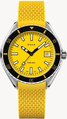 DOXA Sub 200 Divingstar (42 mm) quadrante giallo iconico / cinturino in caucciù FKM giallo 799.10.361.31