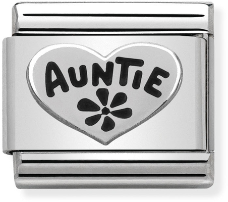 Nomination Classic Auntie Heart Oxidised Sterling Silver & Steel Charm 330101/17