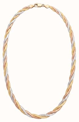 18ct 3 Colour Y/G W/G R/G Twist Necklace J74420