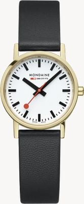 Mondaine Женские классические (30 мм) часы с белым циферблатом / черным ремешком из веганской кожи винограда A658.30323.10SBBV