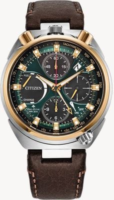 Citizen Eco-Drive Promaster Bullhead Racing Chronograph Limited Edition (45mm) quadrante verde / pelle marrone AV0104-06W