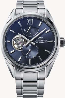 Orient Star M34 F7 Semi-Skeleton Automatic (40mm) Blue Sunray Dial / Stainless Steel Bracelet RE-BY0010L00B