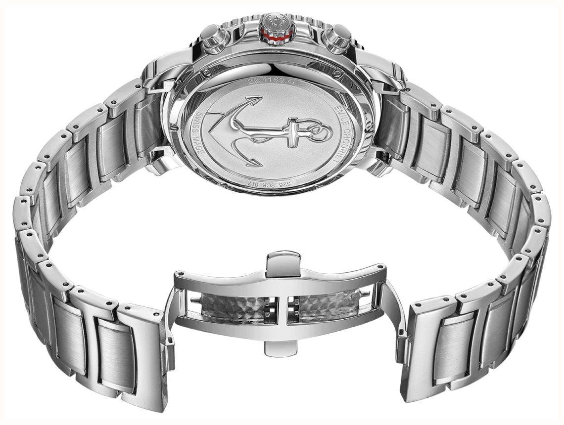 Emile Chouriet Challenger Deep Automatic Chronograph (43.5mm) Blue Sunray Dial / Stainless Steel Bracelet 22.1169.G.6.AW.99.6 - widok alternatywny 2