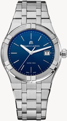 Maurice Lacroix Aikon-Quarz (40 mm), blaues Zifferblatt / Edelstahl AI1108-SS002-430-1
