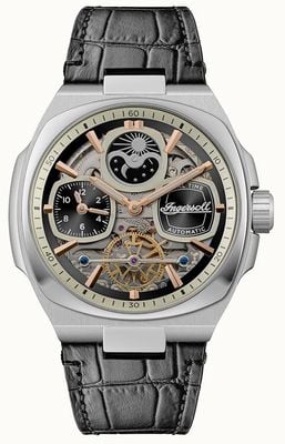 Ingersoll THE SPIRIT Automatic (46.7mm) Black Skeleton Dial / Black Leather Strap I15801