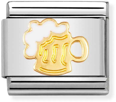 Nomination Classic Beer Tankard 18ct Gold & Steel Enamel Charm 030218/06
