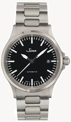 Sinn 556 i automático (38,5 mm) mostrador preto brilhante / pulseira de aço inoxidável h-link 556.010 TWO LINK BRACELET